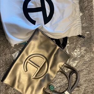 Telfar Gold Metallic Tote Bag